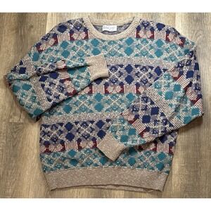 Vintage 90s JANTZEN Sz XL Grandpa Sweater Crew Neck Pullover Made In USA